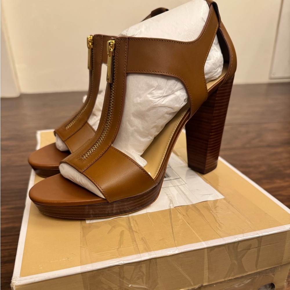 New MK leather sandals/heels.